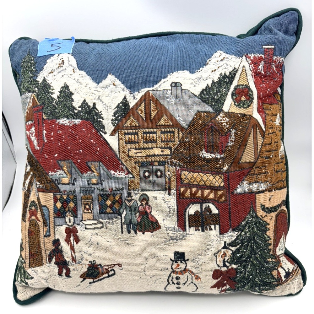 Vintage Newport" Hometown" Christmas Pillow: Elegant Holiday Decor 15x15